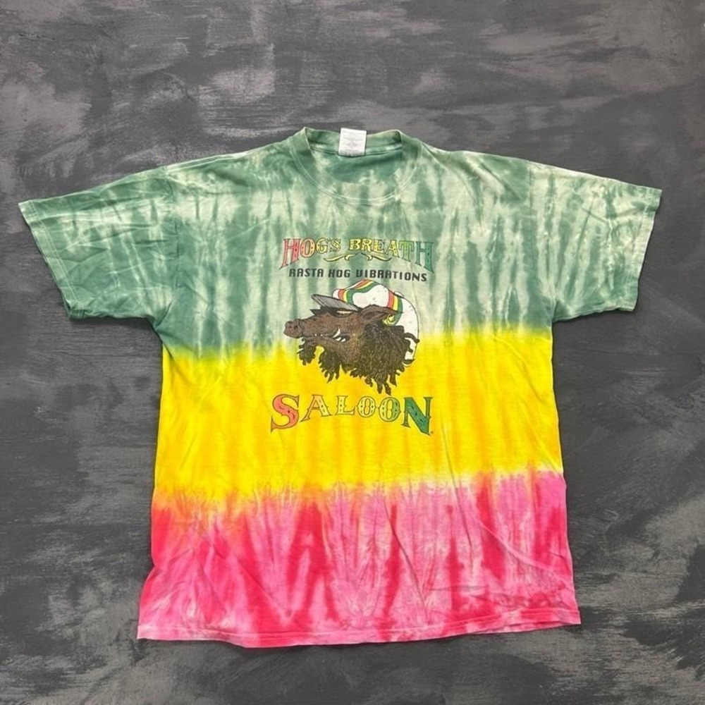 Vintage Hogs Breath‎ Saloon Shirt Mens Large 1990s Tie Dye USA